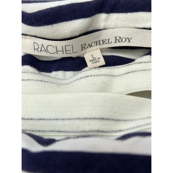 Rachel Roy Navy Blue & White Horitzontal Stripes Strapless Bandeau Top Size L - Picture 4 of 7